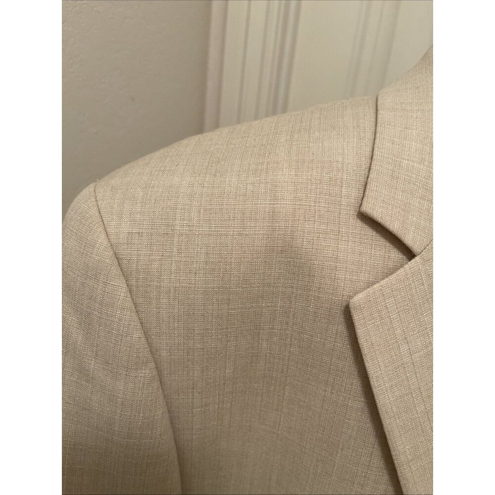 CHAPS 48R Basket weave Cream Sport Coat Poly Viscose Men Blazer 2 Button Jacket - Picture 11 of 16